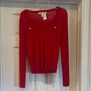 Trina Turk Red V-Neck Sweater